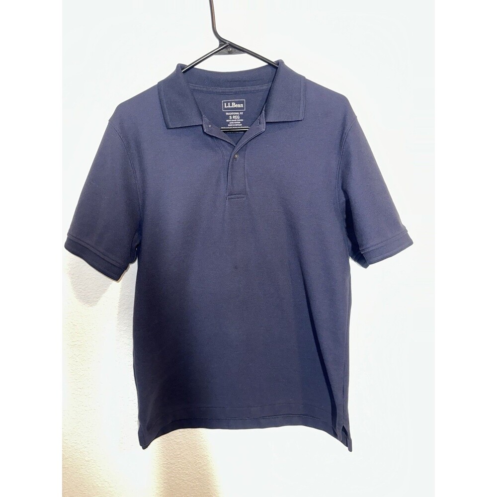 LL Bean Traditional Fit Men’s Small Navy Polo Shirt Short Sleeve